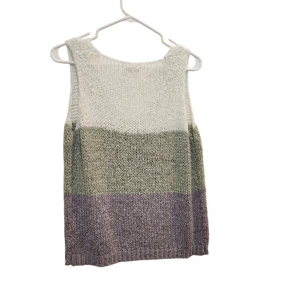Mystree Colorblock Sleeveless Open Knit Sweater Vest Tank Top Casual Size Medium - Picture 2 of 5